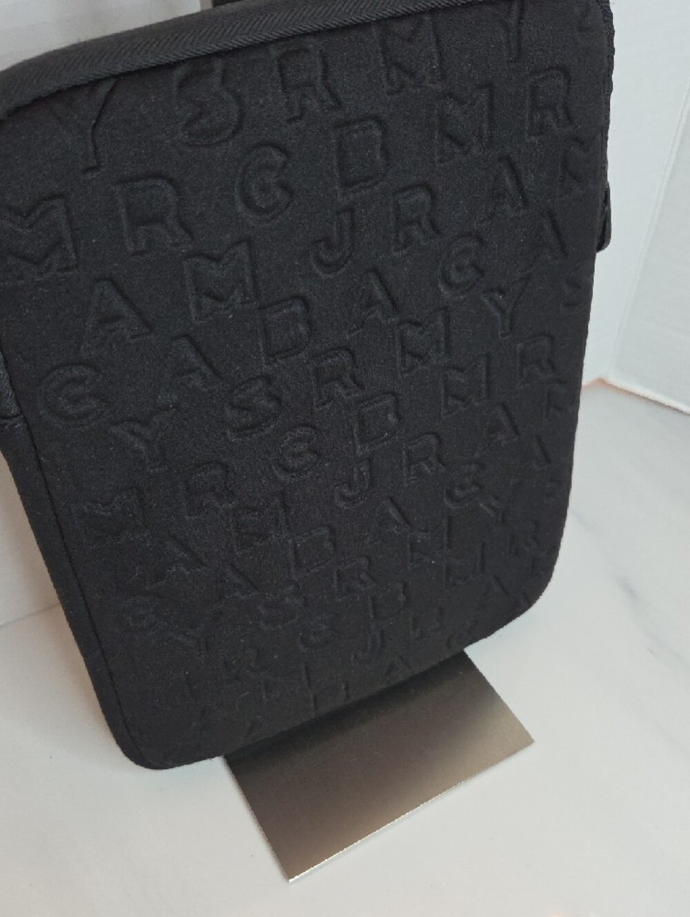 Marc by Marc Jacobs Black Embossed Logo Tech Sleeve with Silver Plaque - Picture 4 of 7